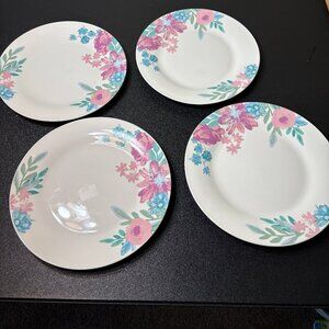 Four Royal Norfolk 10.5 in. Dinner Plates Spring Flowers